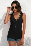 Buttoned Deep V Tank • More Colors