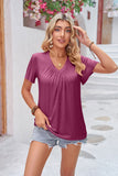 Ruched V-Neck Short Sleeve Tee • More Colors