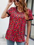 Leopard Round Neck Short Sleeve Tee Shirt • More Colors