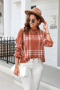 Printed Round Neck Dropped Shoulder Sweater • More Colors