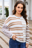 Striped Round Neck Dropped Shoulder Sweater