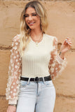 Textured Applique Long Sleeve Blouse • More Colors