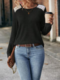 Round Neck Ribbed Long Sleeve T-Shirt • More Colors