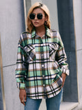 Meet You Outside Plaid Button Down Curved Hem Shacket • More Colors
