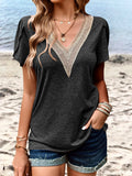 Contrast V-Neck Petal Sleeve Top • More Colors