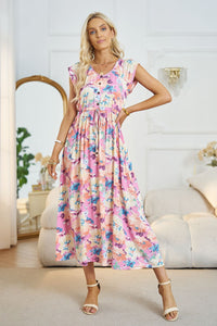 Floral V-Neck A-Line Midi Dress • More Colors
