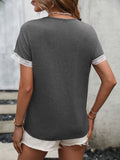 Contrast Round Neck Short Sleeve Tee • More Colors