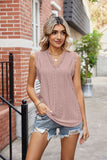 Eyelet Lace Trim Eyelash V-Neck Tank • More Colors