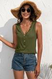 Buttoned Deep V Tank • More Colors