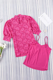 Lace Scalloped Short Puff Sleeve Top • More Colors
