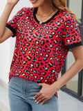 Leopard Round Neck Short Sleeve Tee Shirt • More Colors