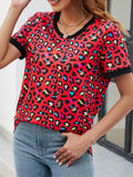 Leopard Round Neck Short Sleeve Tee Shirt • More Colors