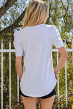 Puff Sleeve V-Neck Tee • More Colors