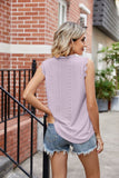 Eyelet Lace Trim Eyelash V-Neck Tank • More Colors