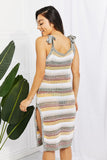 Striped Tie Shoulder Split Cover Up Dress • More Colors