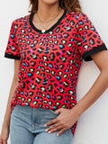 Leopard Round Neck Short Sleeve Tee Shirt • More Colors