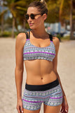 Printed Scoop Neck Three-Piece Swim Set • More Colors