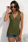 Buttoned Deep V Tank • More Colors