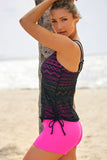Drawstring Ruched Double-Strap Swim Top and Short Set
