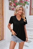 Ruched V-Neck Short Sleeve Tee • More Colors