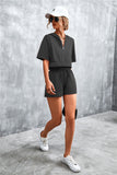 Half Zip Cropped Hooded T-Shirt and Shorts Set • More Colors