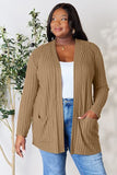 Basic Bae Ribbed Open Front Cardigan with Pockets • More Colors