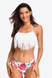 Two-Tone Fringe Trim Tied Bikini Set • More Colors