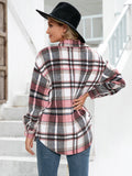 Meet You Outside Plaid Button Down Curved Hem Shacket • More Colors