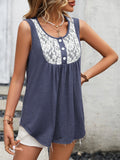 Lace Contrast Scoop Neck Tank • More Colors