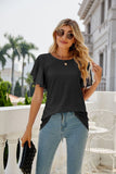 Eyelet Flutter Sleeve Round Neck Top • More Colors