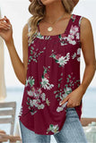 Printed Square Neck Curved Hem Tank • More Colors