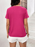 Lace Trim Contrast Waffle-Knit Top • More Colors