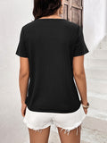 Lace Trim Contrast Waffle-Knit Top • More Colors
