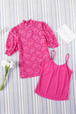 Lace Scalloped Short Puff Sleeve Top • More Colors