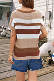 Striped Round Neck Short Sleeve Knit Top • More Colors