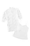 Lace Scalloped Short Puff Sleeve Top • More Colors