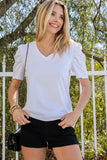 Puff Sleeve V-Neck Tee • More Colors