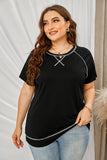 Curvy Contrast Stitching Crewneck Tee • More Colors