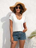 Spliced Lace Cold-Shoulder Top • More Colors