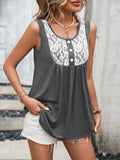 Lace Contrast Scoop Neck Tank • More Colors
