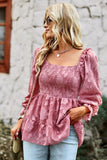 Smocked Square Neck Flounce Sleeve Blouse • More Colors