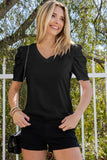 Puff Sleeve V-Neck Tee • More Colors