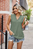 Eyelet Lace Trim Eyelash V-Neck Tank • More Colors