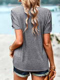 Contrast V-Neck Petal Sleeve Top • More Colors
