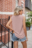 Eyelet Lace Trim Eyelash V-Neck Tank • More Colors