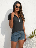 Half-Zip Short Sleeve Hooded Top • More Colors