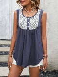 Lace Contrast Scoop Neck Tank • More Colors