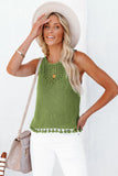 Openwork Tassel Hem Knit Tank • More Colors