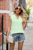 Eyelet Lace Trim Eyelash V-Neck Tank • More Colors