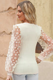 Textured Applique Long Sleeve Blouse • More Colors